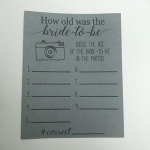 “Bride to Be” set of 10 Game Cards